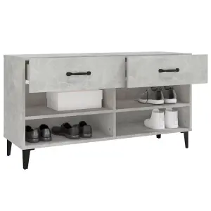 Berkfield Shoe Cabinet Concrete Grey 102x35x55 cm Engineered Wood