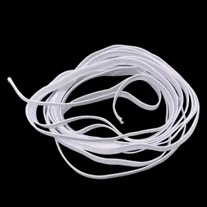 6mm Wide Flat Elastic Band, Stretchable Elastic Cord Flat Tape, White - 50 metres