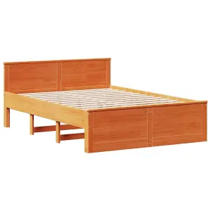 Berkfield Bed Frame without Mattress with Headboard Wax Brown 160x200 cm Solid Wood Pine