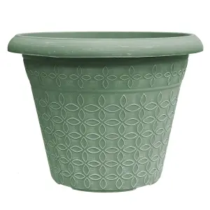 simpa 2PC Green Geometric Petals Plastic Plant Pots 34cm (Dia)