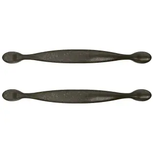 GoodHome Chervil Satin Pewter effect Kitchen cabinets Bow Pull Handle (L)15.86cm (D)35mm, Pack of 2