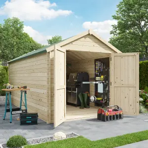 BillyOh Pro Apex Log Cabin Wooden Shed - W2.5m x D4.5m (8 x 15ft) - 28mm Thickness