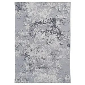 Washable Non-Slip Blue Gey Traditional Area Rug 160cm x 230cm