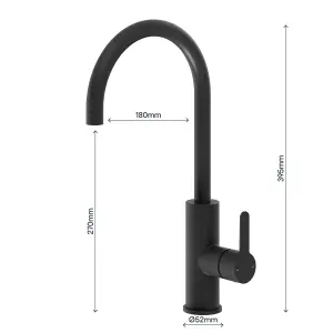 GoodHome Zanthe Black Graphite effect Kitchen Side lever Tap