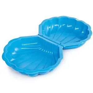 URBNLIVING 87cm Width Shell Clam Shaped Plastic Sandpit Outdoor Garden Fun Paddling Ball Pool Sand Pit 2 Blue