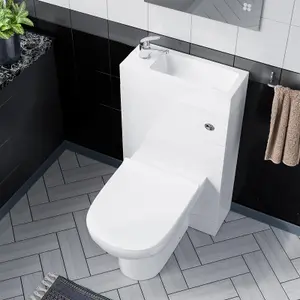 Nes Home 500mm White Water Closet with Basin and Back To Wall Toilet