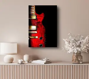 Red Electric Guitar Canvas Print Wall Art - Medium 20 x 32 Inches