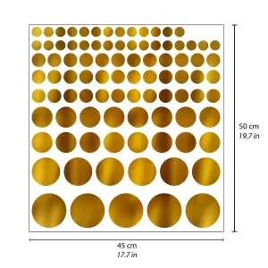 Walplus Gold Metallic Polka Dots X 3 Packs Kids Sticker PVC Gold