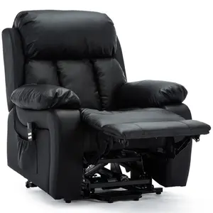 Chester Dual Motor Electric Rise Recliner Bonded Leather Armchair Electric Lift Riser Chair (Black)