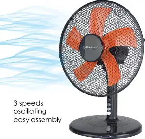 Belaco 12" Desk Fan - Black / Orange