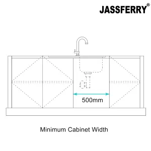 JASSFERRY Black Glass Top Kitchen Sink Stainless Steel Single 1 Bowl Left Hand Drainer