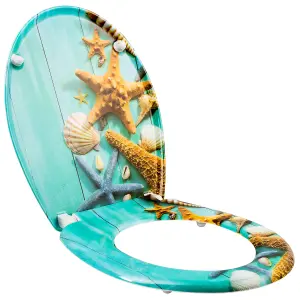 Toilet Seat - soft-close, durable hinges, easy to install, 45.5 x 38 x 5 cm - starfish