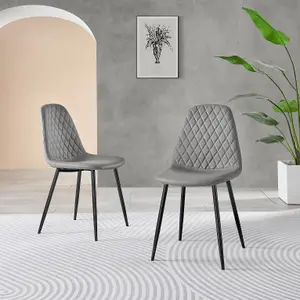 Furniturebox Imperia 4 Modern Black High Gloss Dining Table and 4 Grey Corona Black Leg Chairs