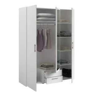 PARISOT DAILY 4 DOOR 2 DRAWER MIRRORED WARDROBE WHITE