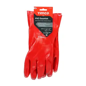 Timco - PVC Gauntlets - PVC Coated Cotton Interlock (Size X Large - 1 Each)