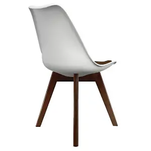 Soho White & Chocolate Plastic Dining Chair with Squared Dark Wood Legs