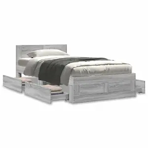 Berkfield Bed Frame with Headboard without Mattress Concrete Grey 90x190 cm Single