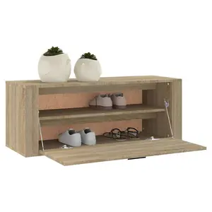 Berkfield Wall Shoe Cabinet Sonoma Oak 100x35x38 cm Engineered Wood