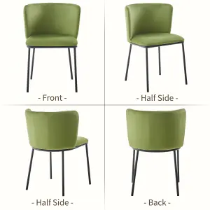 Set of 6 Sherpa Dining Chairs Velvet Upholstered Kitchen Corner Chairs with Curved Back Accent Arm Chairs Side Chairs Green