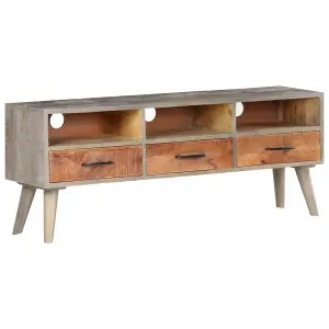 Berkfield TV Cabinet Grey 130x35x51 cm Solid Rough Mango Wood