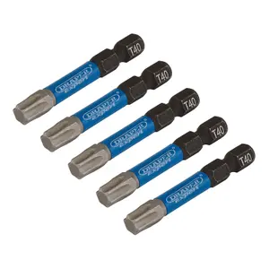 Draper Expert TX-STAR Impact Screwdriver Bits, T40 x 50mm, 1/4" Hex (Pack of 5) 05672