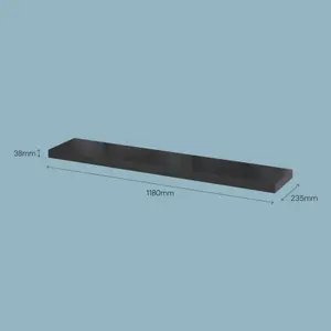 GoodHome Cusko Black Rectangular Floating shelf (L)118cm x (D)23.5cm