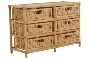 Interiors by Premier Spacious Rattan Six Drawers Chest, Sustainable Chest Of Drawers, Strong And Sturdy Rattan Storage Space