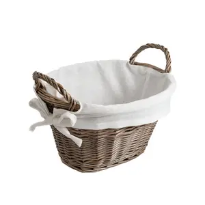 Hand Woven Wicker Laundry Basket with Handles Light Grey / Large (27 cm x 50 cm x 38 cm)