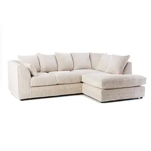 Luxor Jumbo Cord 4 Seater Corner sofa Cream Right Hand Facing