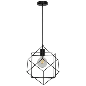 GoodHome Mavique Matt Black Pendant ceiling light, (Dia)220mm