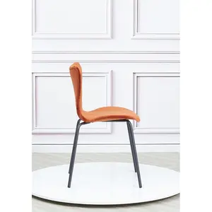 4 Doreen Velvet Upholstered Dining Chair with Black Metal Legs (Set of 4) Orange / Black