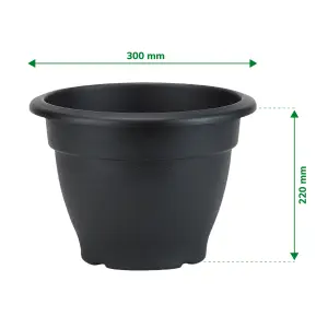 Verve Florus Black Bell Plastic Plant pot (Dia) 30cm, (H)22cm, 9.9L