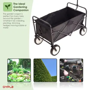 Oypla Black Heavy Duty Foldable Garden Festival Trolley Folding Cart Wagon Truck Wheelbarrow