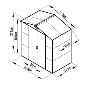 BillyOh Upton Apex Metal Shed - 7x4ft - Green