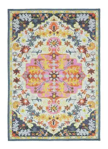 Multi Luxurious Traditional Wool Hand Made Easy to Clean Floral Rug For Bedroom Dining Room And Living Room -160cm X 230cm