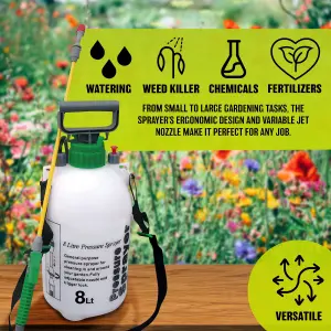 8l Garden Pressure Sprayer Knapsack Weedkiller Chemical Fence Water Spray Bottle