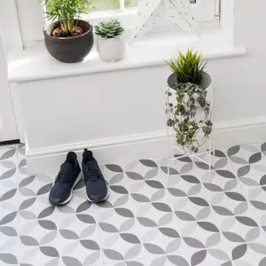 D-C-Fix Grey & White Geometric Tile effect Self-adhesive Vinyl tile, 1.2m²