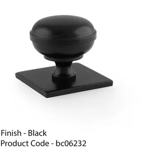 Classic Round Cabinet Door Knob & Matching Backplate - Matt Black 34mm Handle