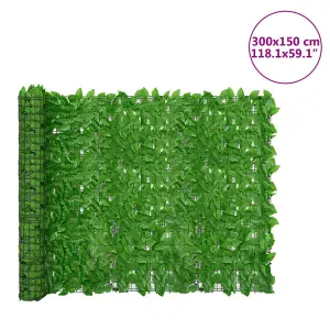 Berkfield Balcony Privacy Screen with Green Leaves 300x150 cm