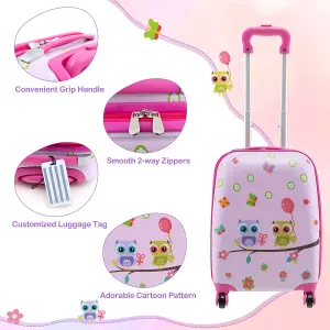 Costway 5 Piece Kids Luggage Set Carry-on Children Rolling Suitcase Set w/ Backpack