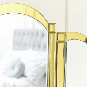 Melody Maison Yellow Glass Art Deco Triple Mirror 74cm x 60cm