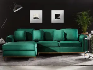 Right-Hand Corner Sofa OSLO Dark Green Velvet Right Hand