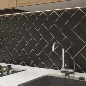 Trentie Black Matt Metro Ceramic Indoor Wall Tile Sample