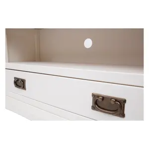 Cosenza Off White 1 Drawer TV Cabinet Brass Drop Handle