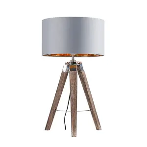 Bella Vista Wood Tripod Lamp Grey/Gold