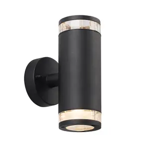 Nordlux Birk Double Outdoor Patio Terrace Garden Wall Light In Black (Height) 23.5cm