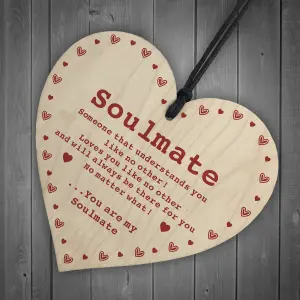 Soulmate Gift Wooden Heart Valentines Anniversary Gift For Him Her Women Men