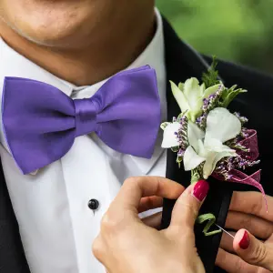 Purple Satin Polyester Bow Tie for Casual & Formal Wear, Wedding Party Accessory