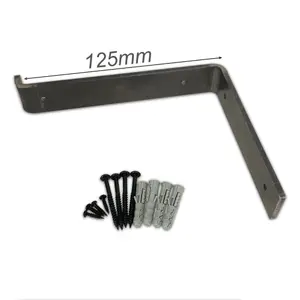 6 Pcs Heavy Duty Shelf Brackets Industrial Steel for Wall Mounted DIY Floating Shelving(Raw Steel, 125mm Down)