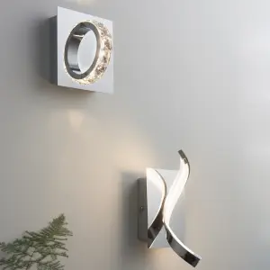 Spiral Chrome effect LED Wall light